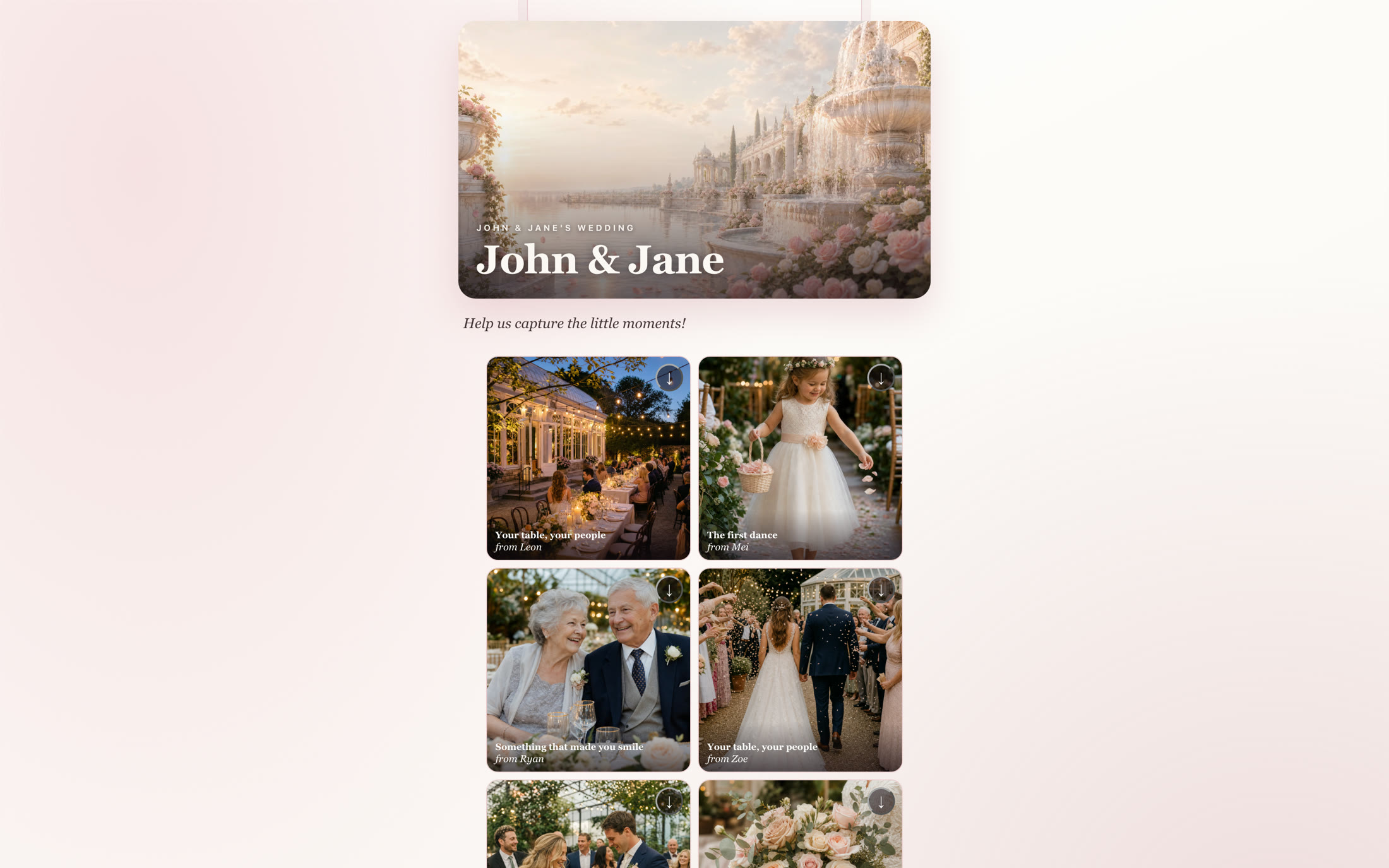 The event gallery — every guest photo in one place