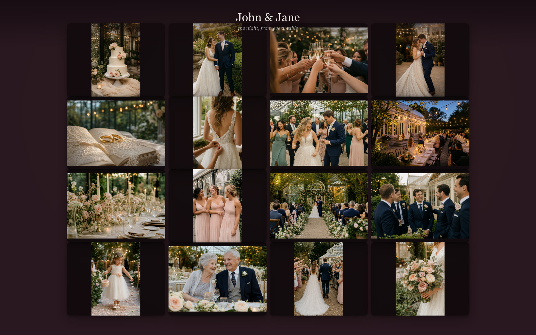 The venue screen as a live mosaic wall of guest photos